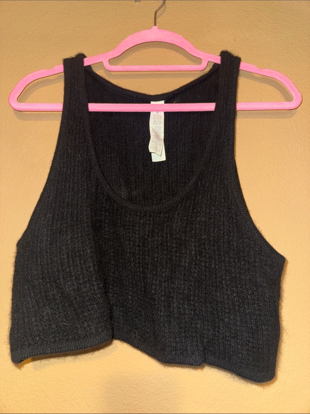 Alo Cashmere Black Knit Cropped Tank Top - , Women Tops